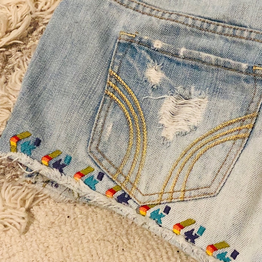 Hollister Denim Embroidered Shorts